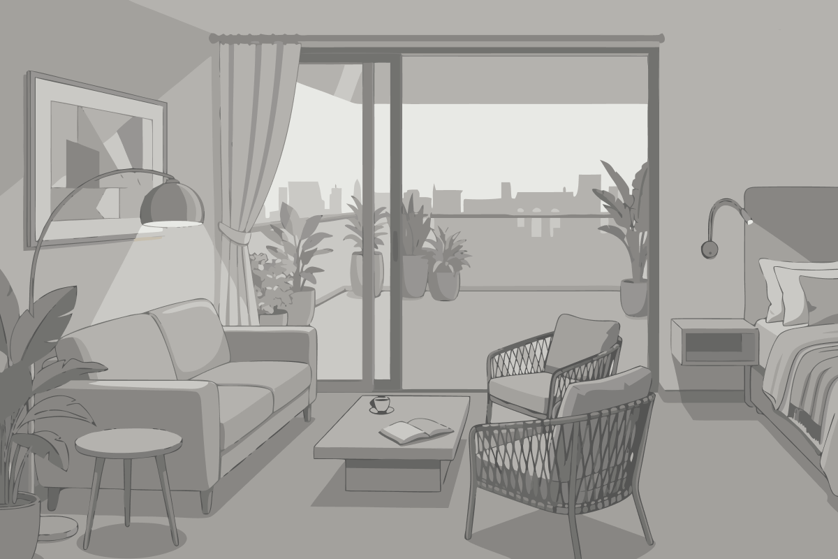 King Room with City View - Mobility and Hearing Accessible with Roll-in Shower